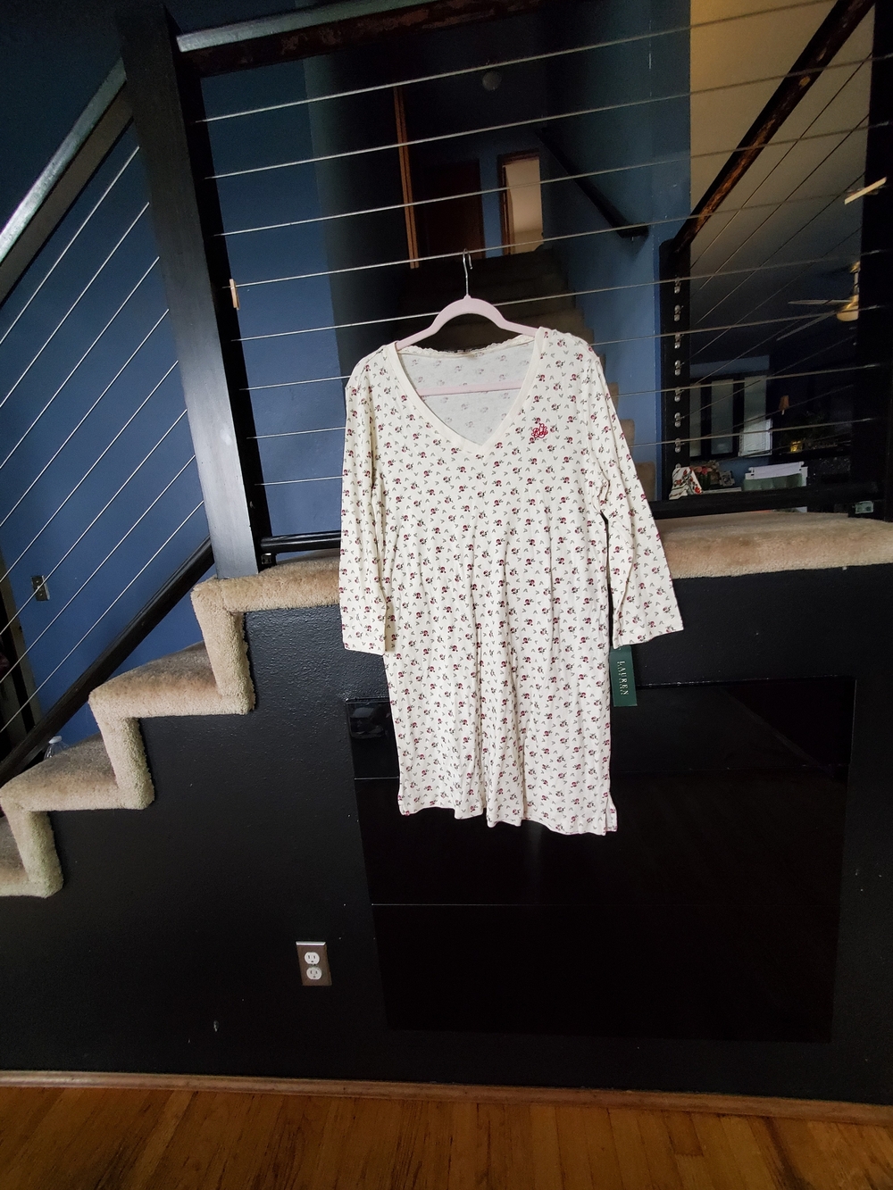 Ralph Lauren Cream Nightdress with Red Floral Motif